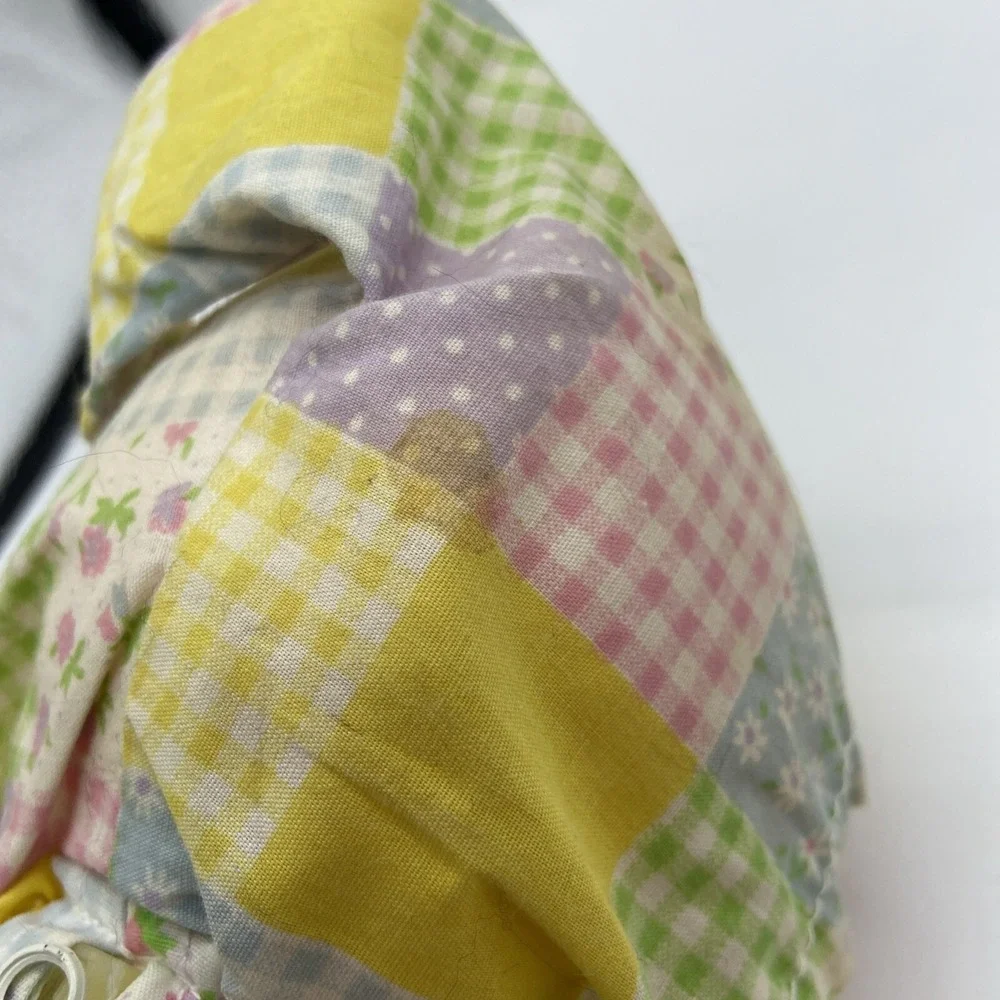 Luv n Care Baby Doll Plush Patchwork Pastel Gingham Bonnet Zip Back Blue Eye